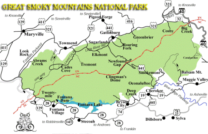 Great Smoky Mountains National Park trail map